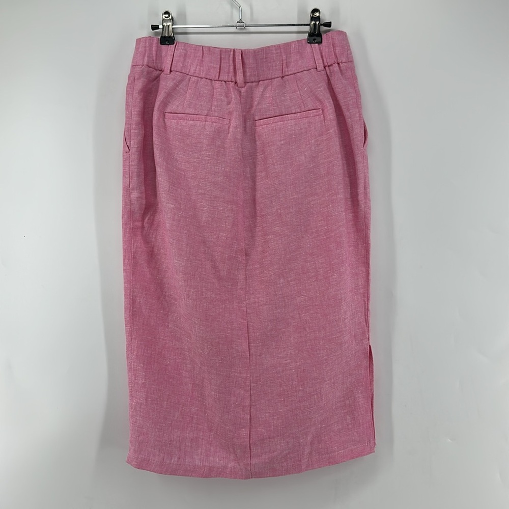 Talbots 100% Linen Pink Midi Skirt with Slit - Picture 6 of 16